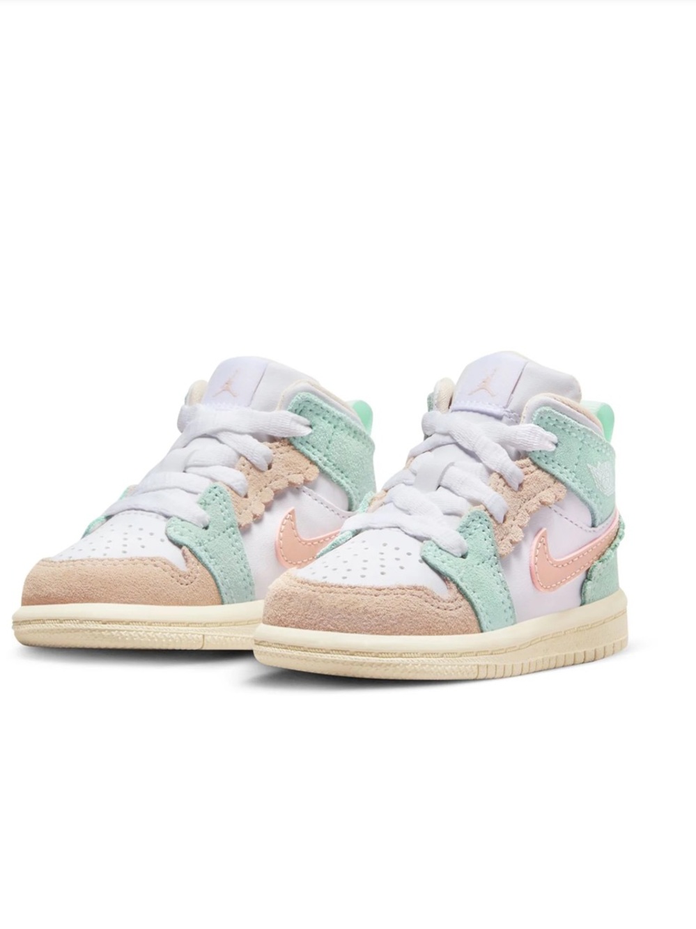 Jordan Kids' Sneakers in White, Mint, Peach